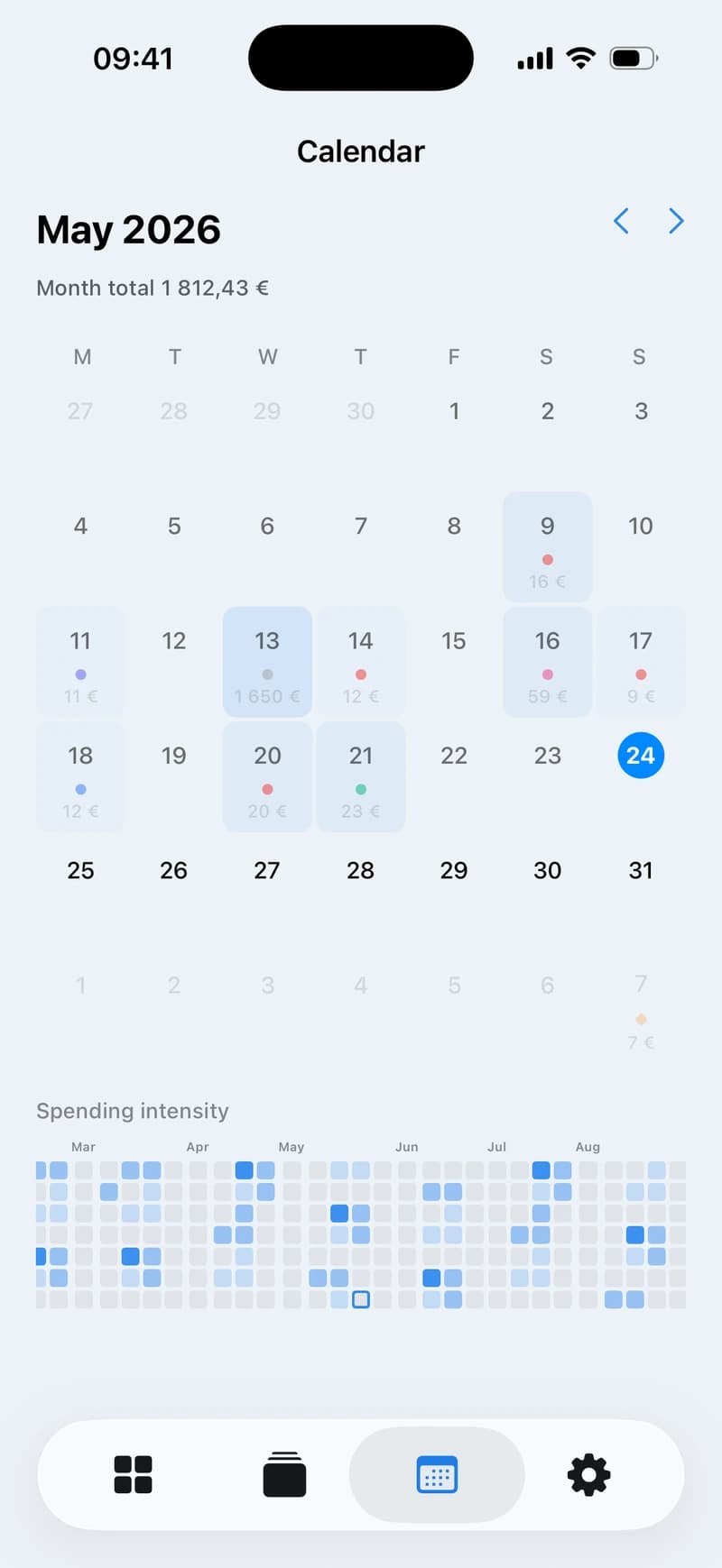 Subscription calendar in Sori